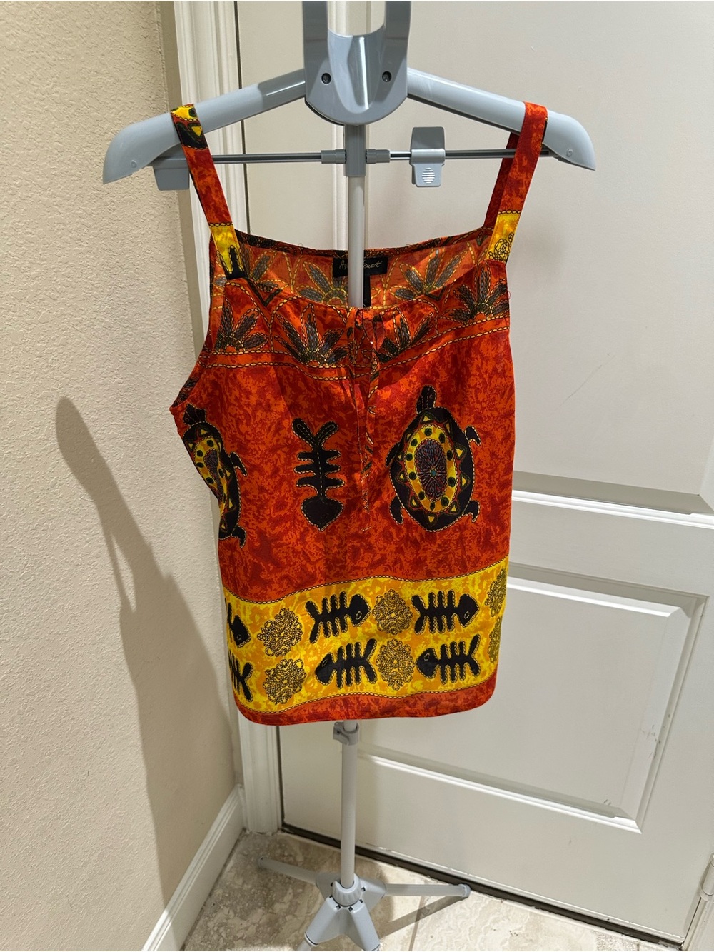 Ashley Stewart Red and Yellow Tribal Print Tank